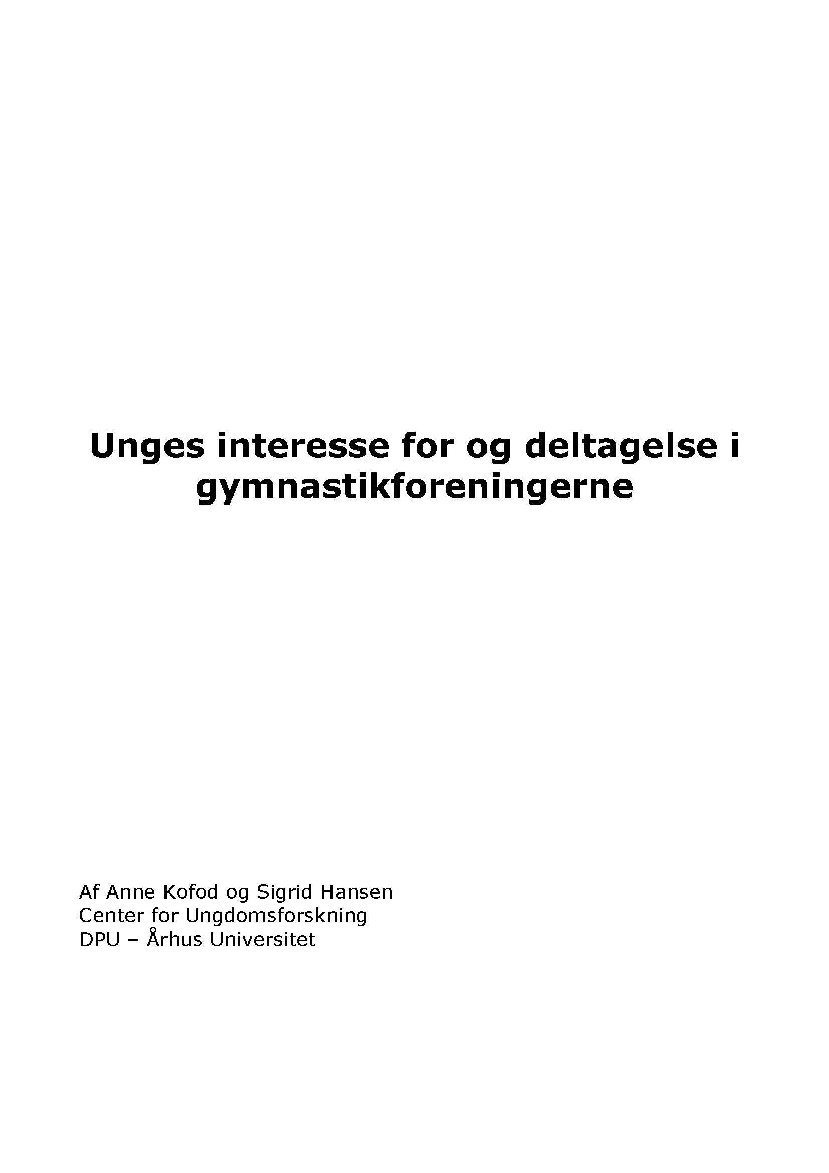 Unges deltagelse i og interesse for gymnastikforeningerne